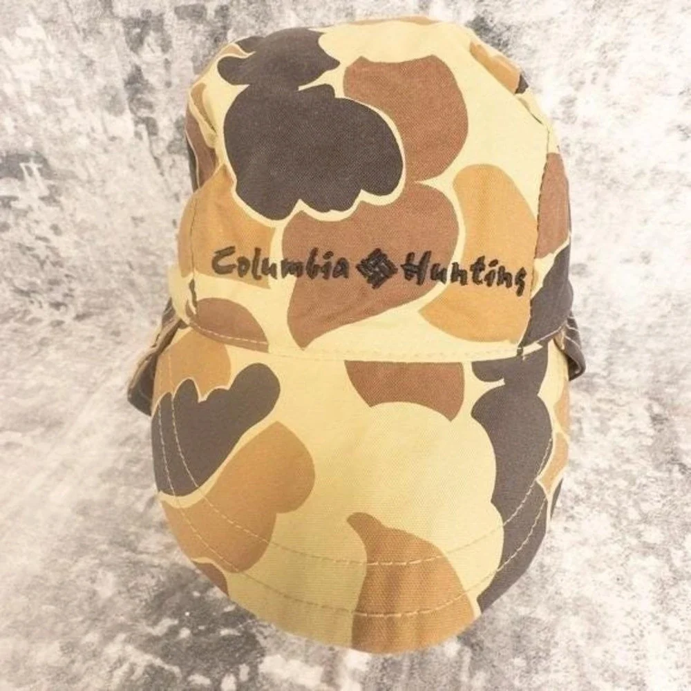 Vtg Columbia‎ Trapper Hat Delta Camouflage Camo Duck Hunting Ear USA Size S/M